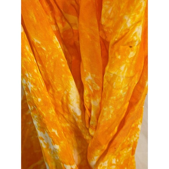 sleeveless dress yellow white Dolphine fringe knee high no size tag medium READ - Picture 5 of 9